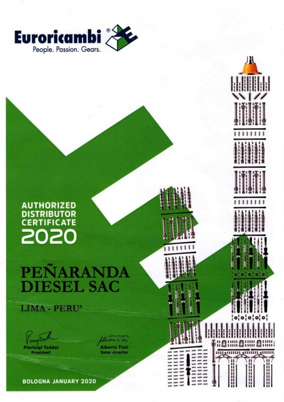 CERTIFICADO DISTRIBUIDOR EURORICAMBI PARA PERU
